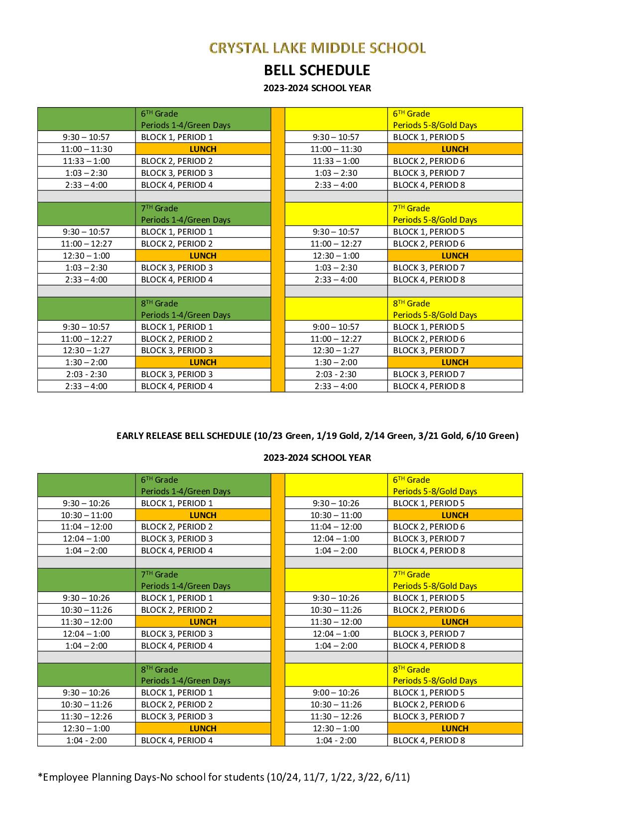 Class Periods and Times